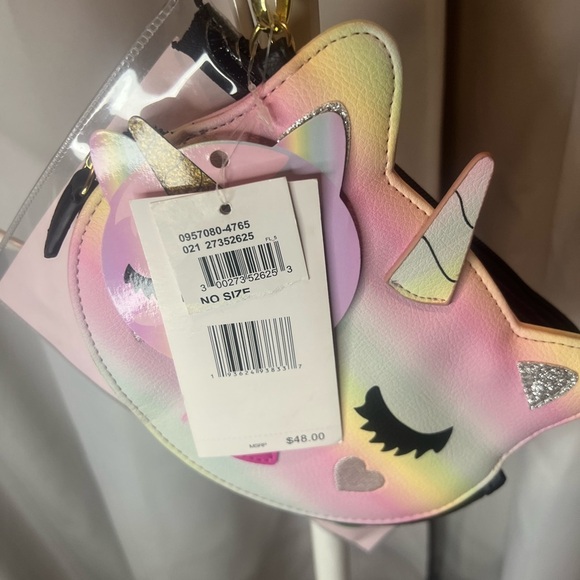 Betsey Johnson Pastel Faux Leather Unicorn Cat Zip Around Wristlet NWT - Picture 3 of 6